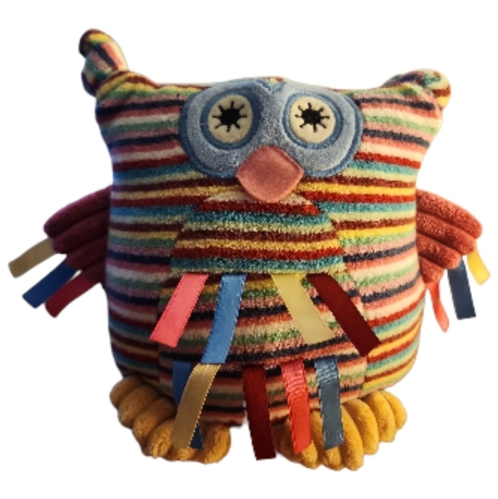 Jellycat Baby Toy Terry Cloth Owl Plush Striped Stuffed Knots Crinkle Wings Soft - Picture 5 of 6